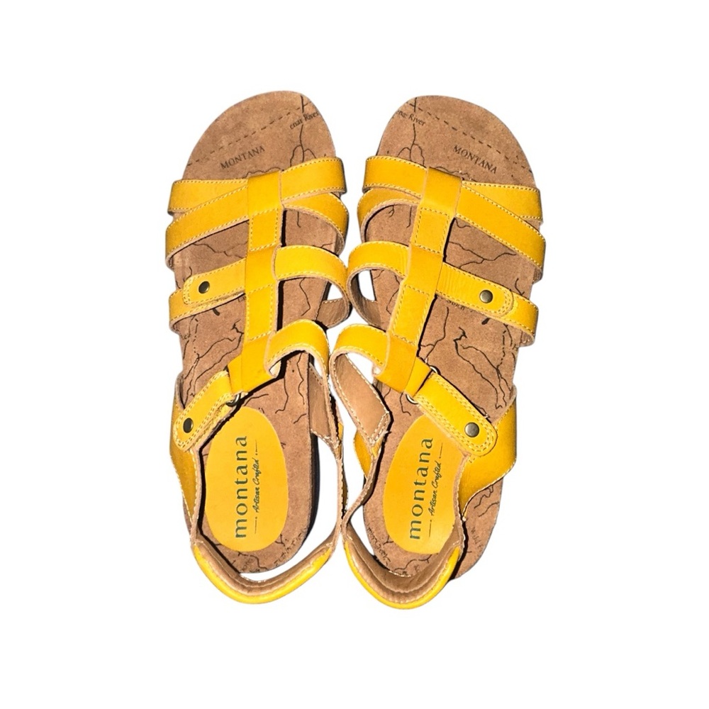 Montana Yellow Sandals with Strappy Design and Comfortable Cork Sole